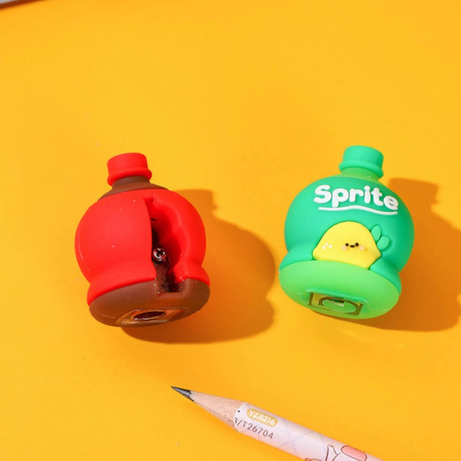 2-in-1 3D Cold Drink Bottle Shape Rubber Pencil Sharpener and Eraser Set, Stationery for Kids School Boys Girls, Birthday Return Gifts (24 Pcs Set & 1 Pc )