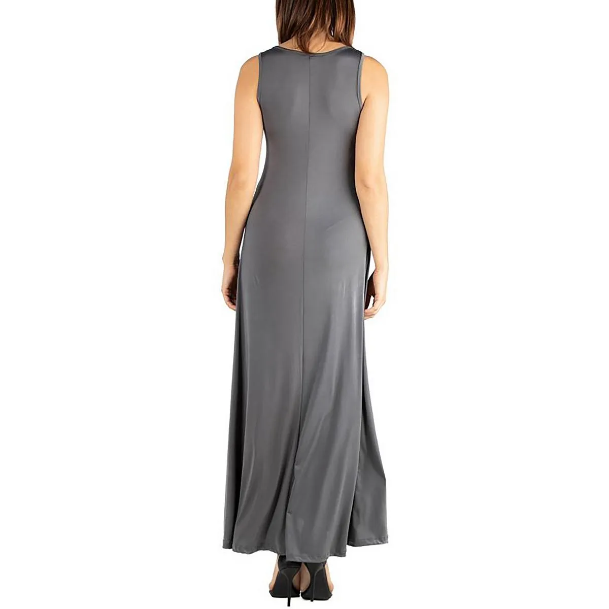 24seven Comfort Apparel Womens Plus Scoop Neck Long Maxi Dress