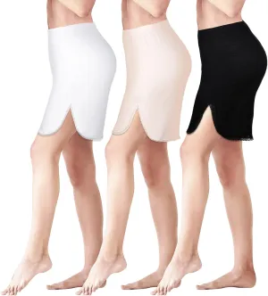 3 Pieces Half Slip for Women Under Dresses Lace Short Trim Half Slips for Underskirt Black White Nude Half Slip Dress
