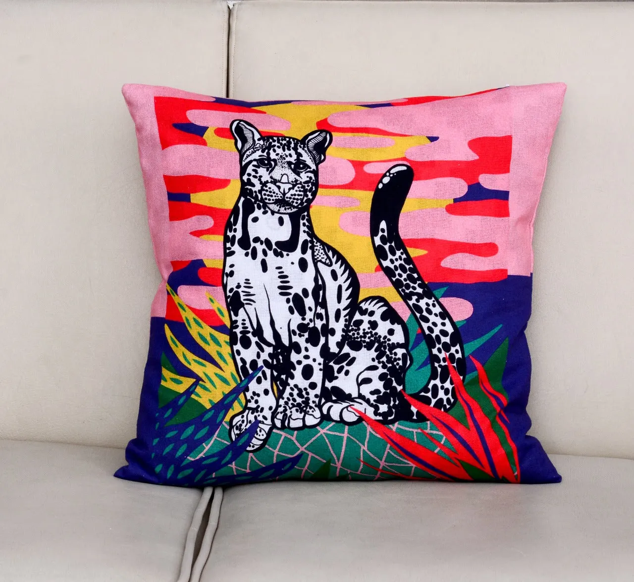 6 PCs Leopards Digital Printed Duck Cushions