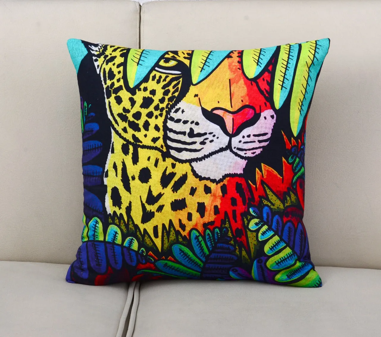 6 PCs Leopards Digital Printed Duck Cushions