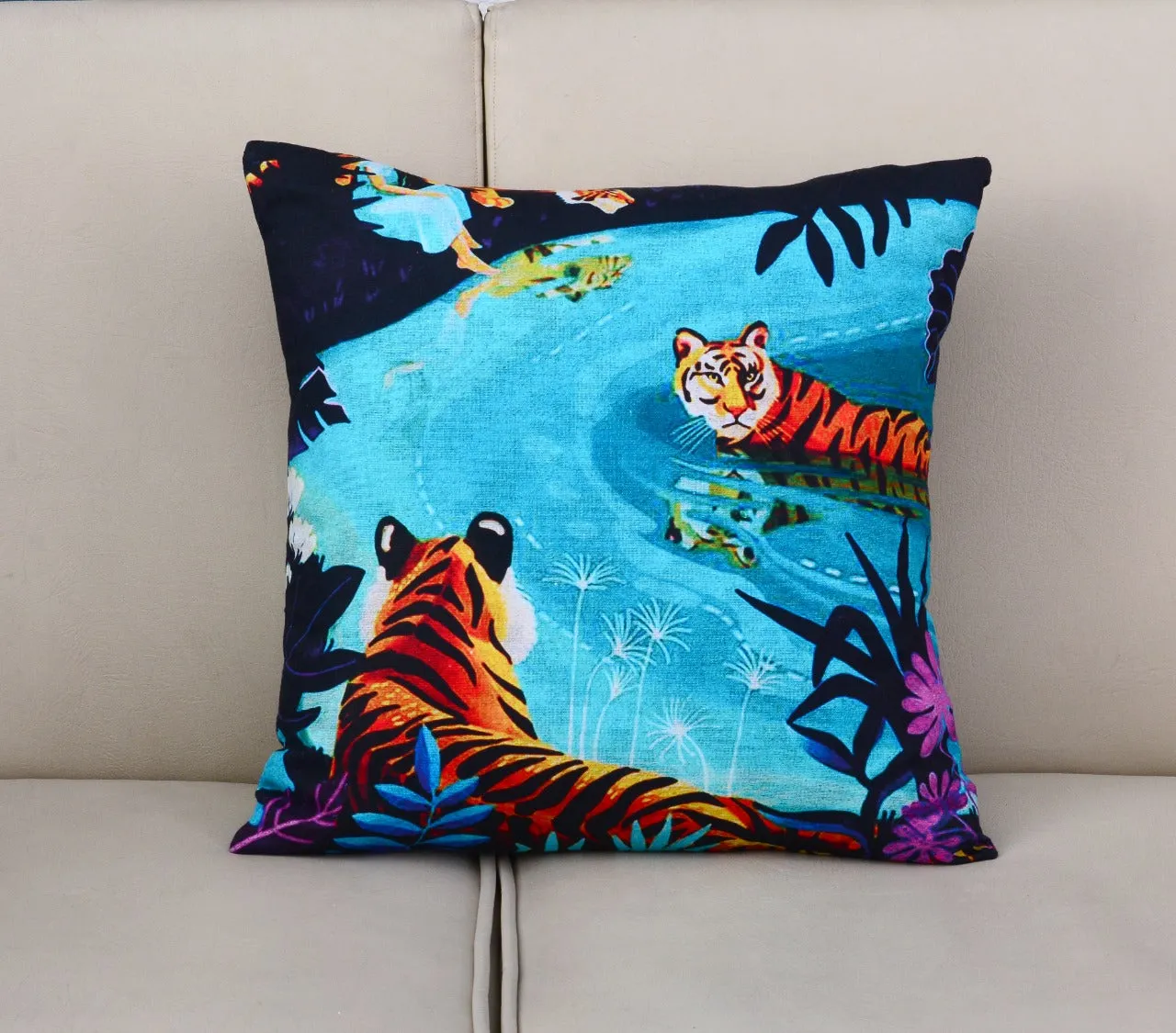 6 PCs Leopards Digital Printed Duck Cushions