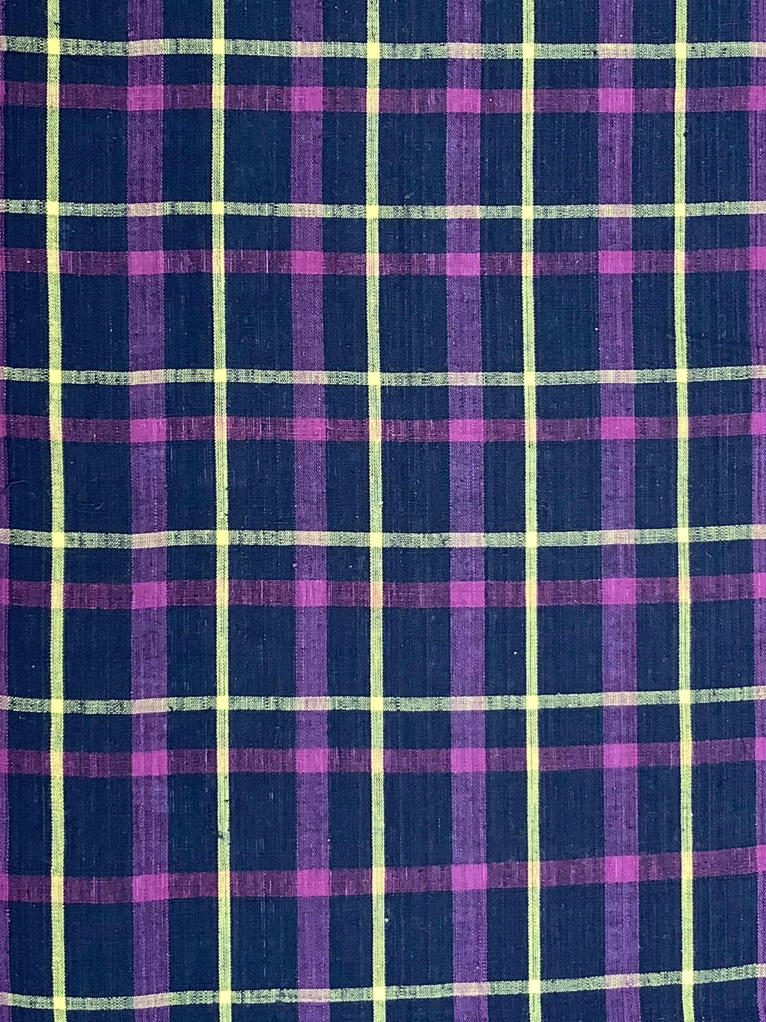 7508:1960s Japanese Deadstock Cotton Yukata Plaid fabric 50in.Pc