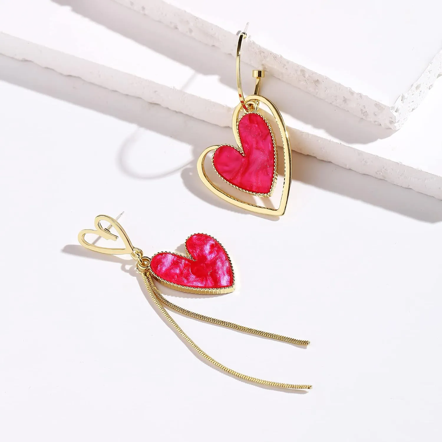 Asymmetrical Heart Earrings Heart Drop Earrings Heart Dangle Earrings For Women Birthday