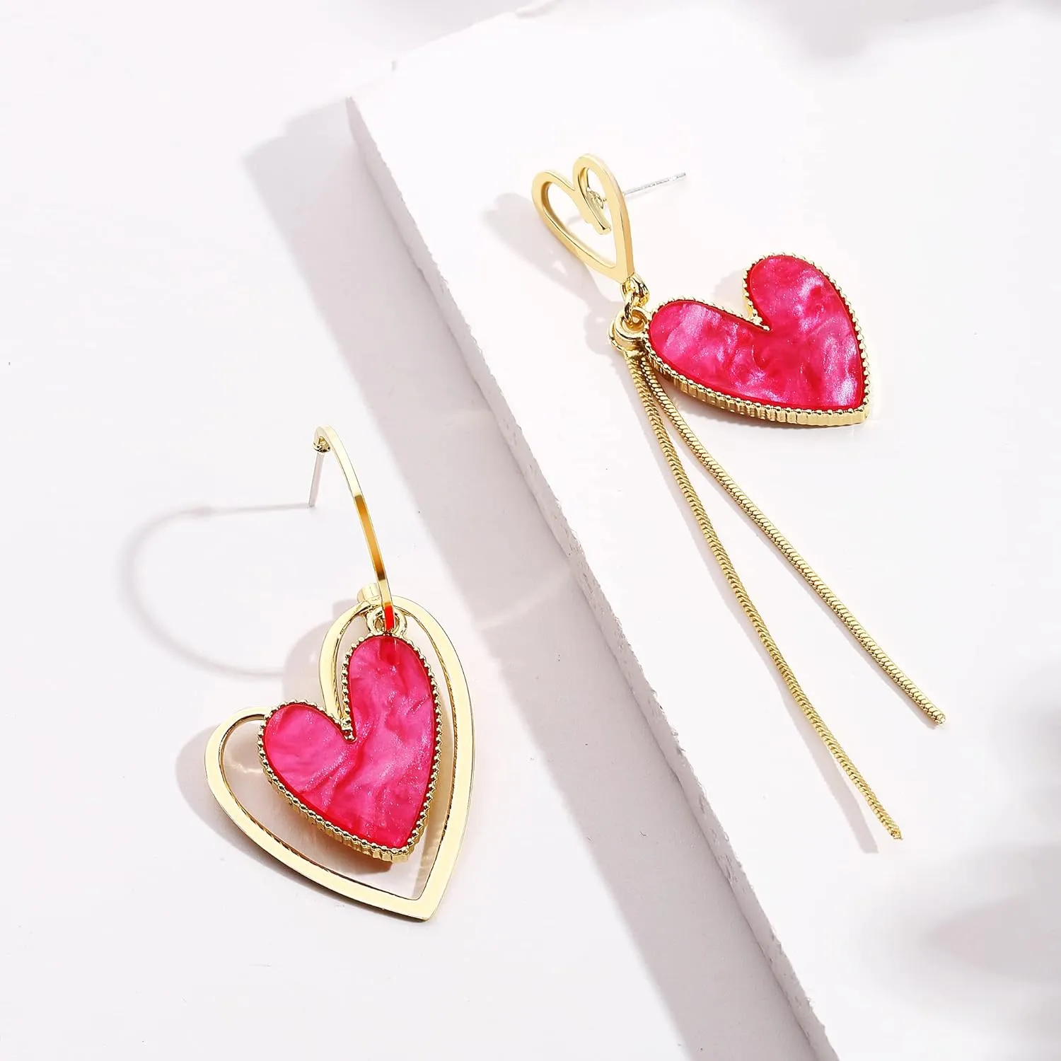Asymmetrical Heart Earrings Heart Drop Earrings Heart Dangle Earrings For Women Birthday