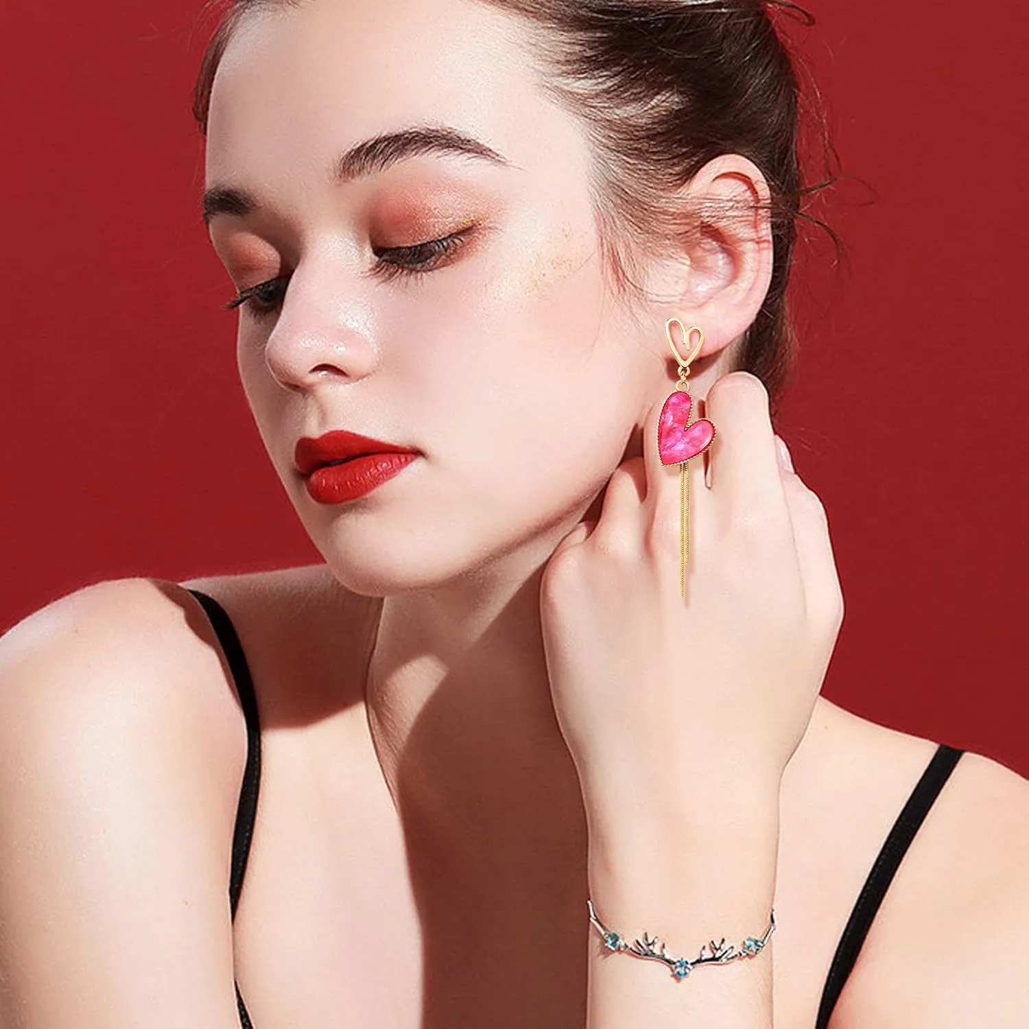 Asymmetrical Heart Earrings Heart Drop Earrings Heart Dangle Earrings For Women Birthday