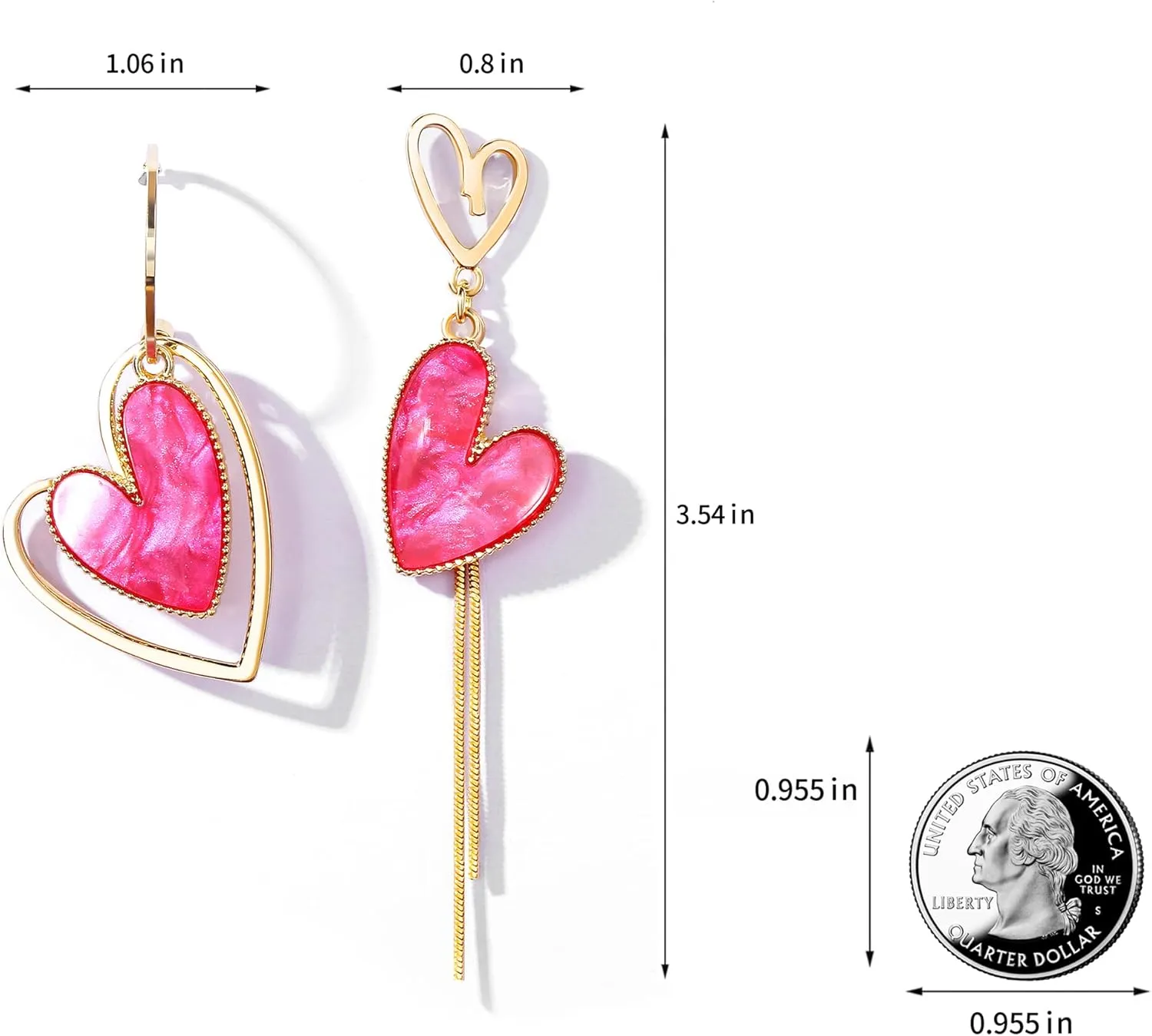Asymmetrical Heart Earrings Heart Drop Earrings Heart Dangle Earrings For Women Birthday