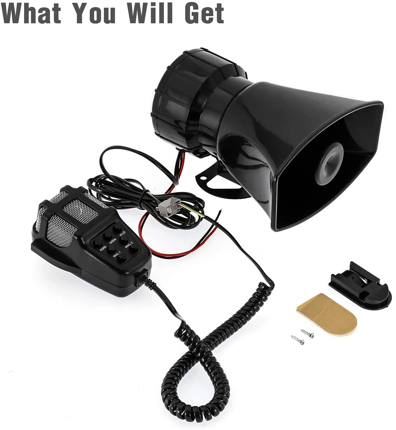 Auxbeam 12V 100W Horns 7 Tone Emergency Warning Siren with Mic PA Speaker