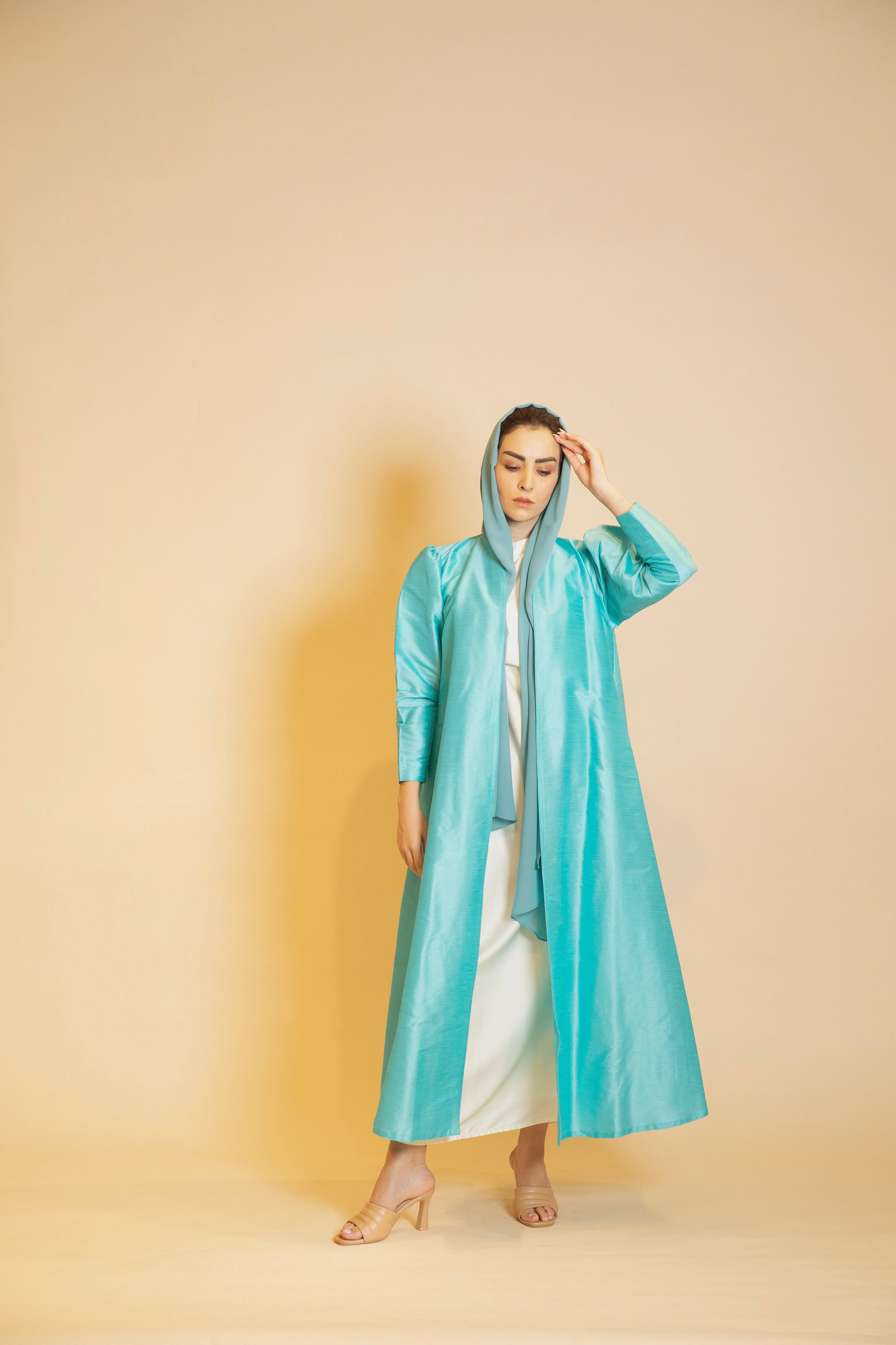 Azure Radiance Silk Abaya