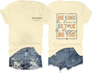 Be Kind Shirt for Women Teacher Kindness Positive Message Tshirt Dandelion Graphic Summer Tee Tops