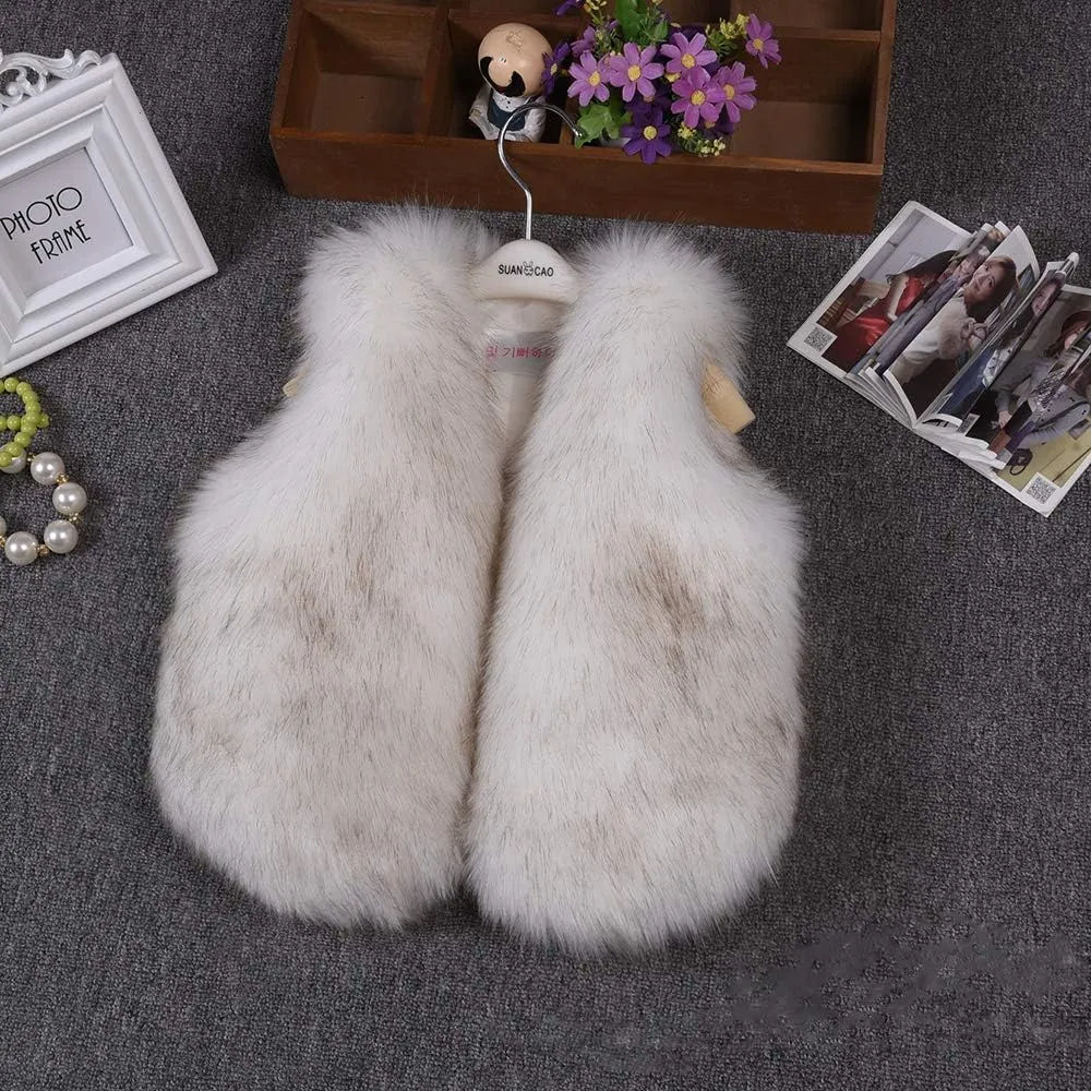 benetia Girls Boys Faux Fur Vest Coat