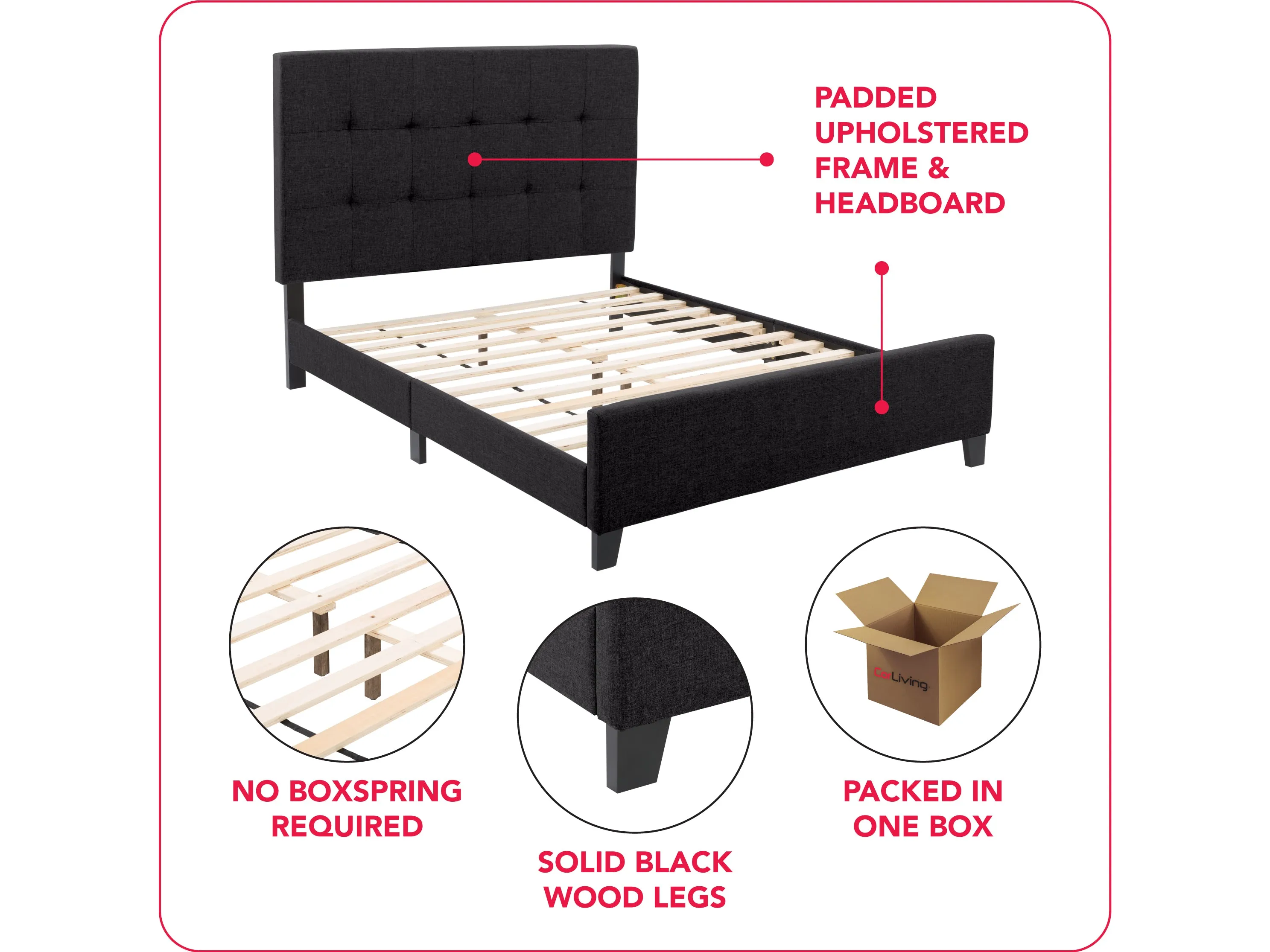 Black Double/Full Panel Bed