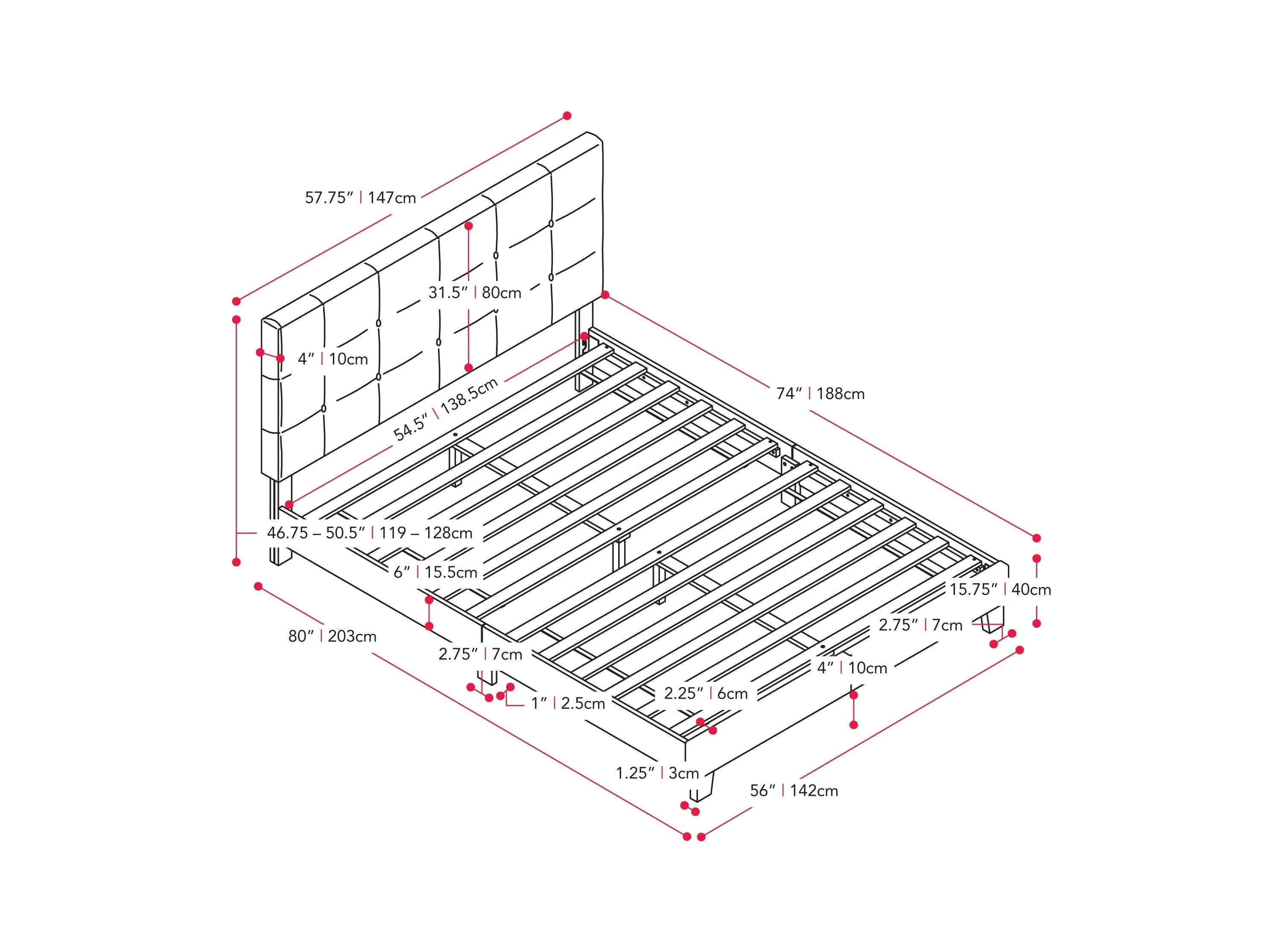 Black Double/Full Panel Bed