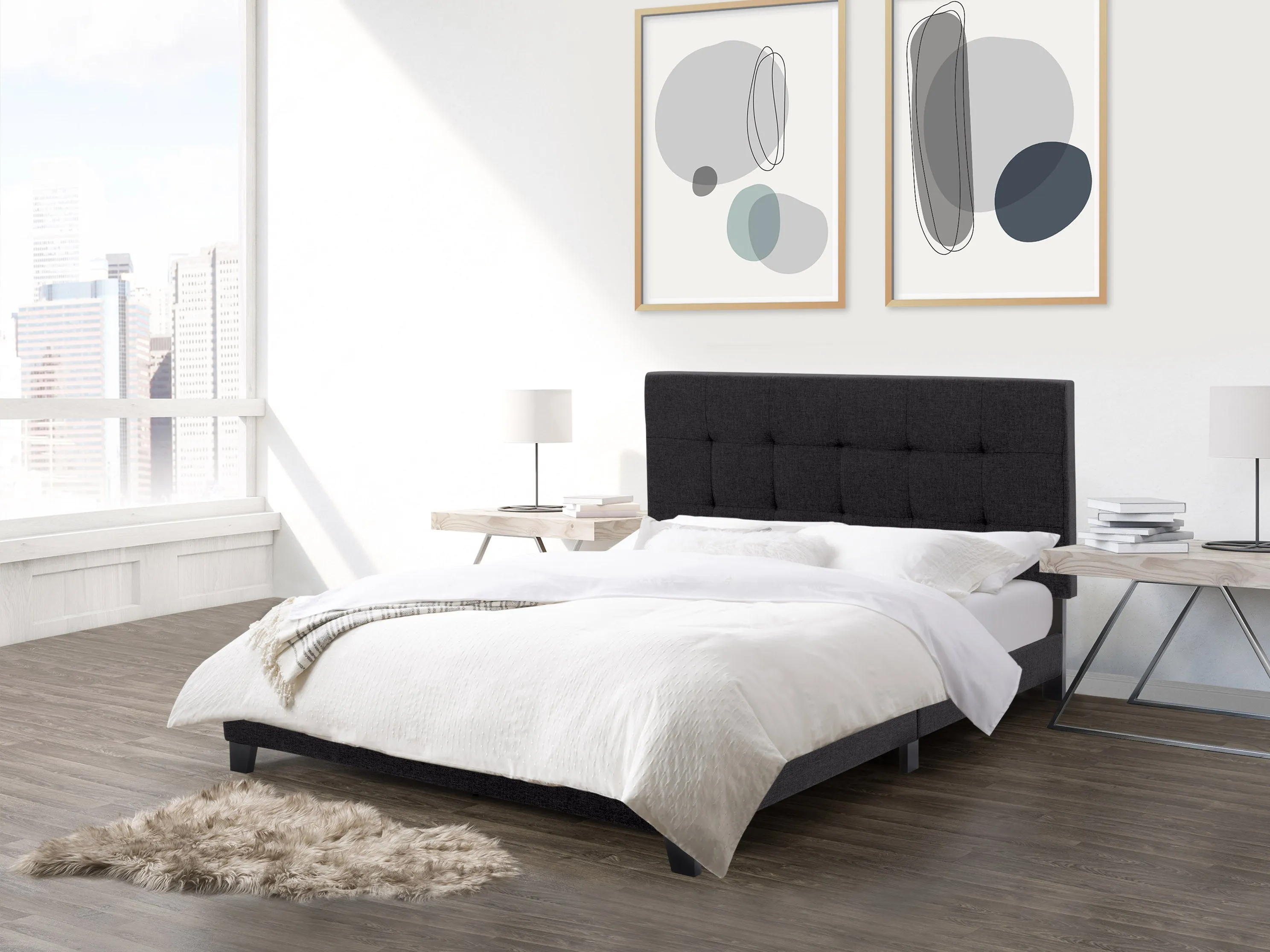 Black Double/Full Panel Bed