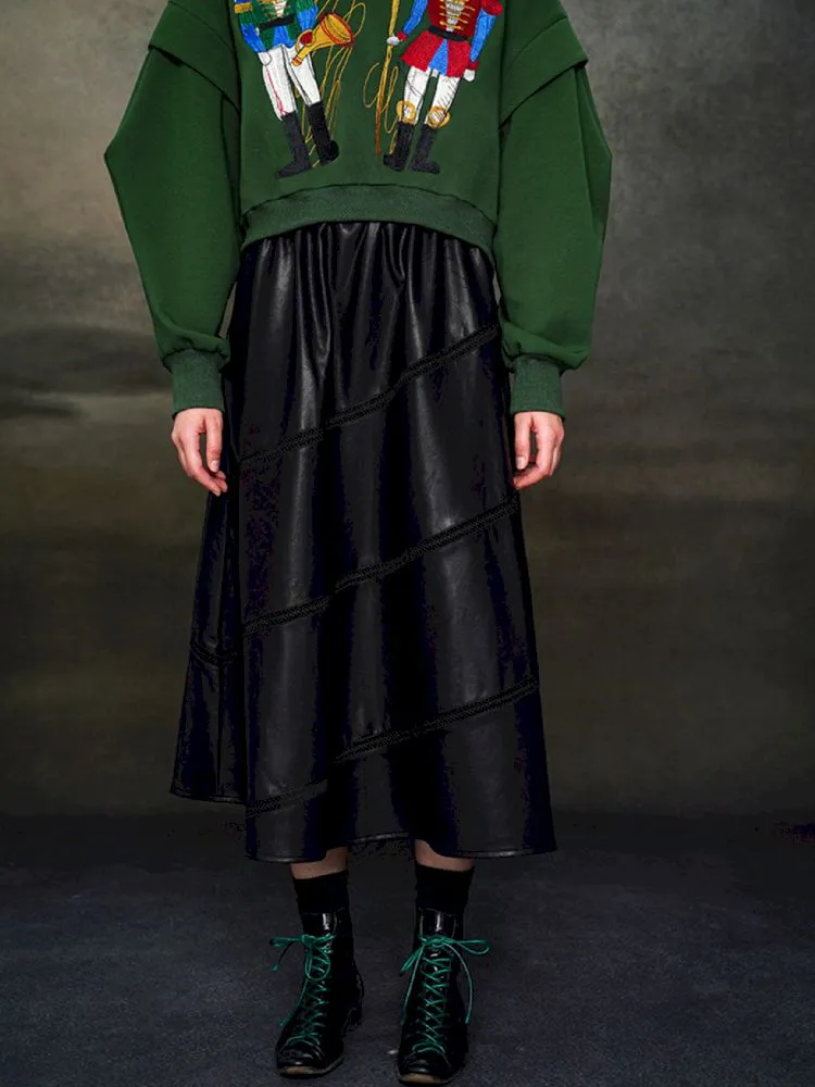 Black half-body skirt【s0000005375】