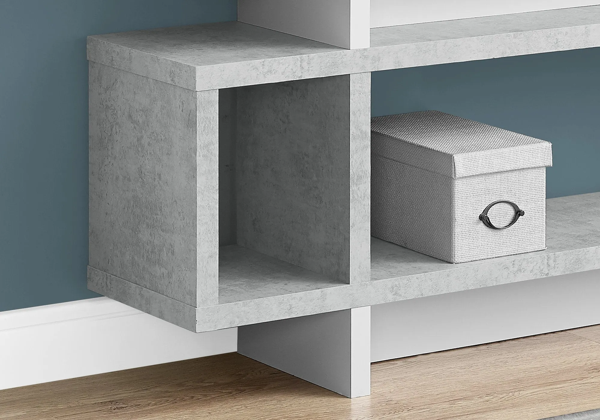 Bookcase - 55"H / White / Cement-Look Modern Style