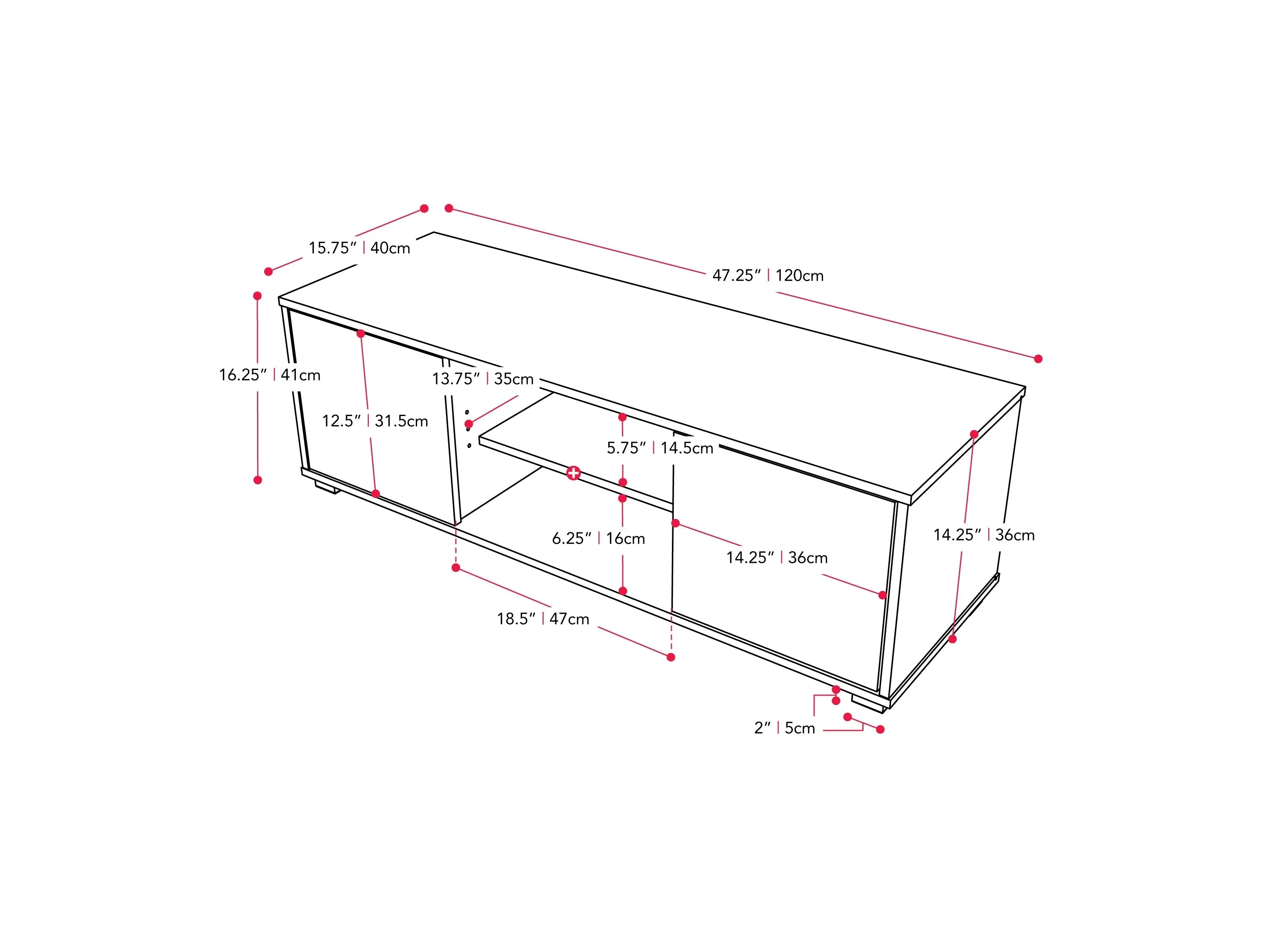 Brown and White Modern TV Stand, TVs up to 55"