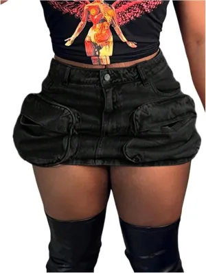 Cargo Skirts for Women Denim Casual Cute Y2K Low Waisted Jean Skort Western Vintage Cowgirl Mini Skirts with Pockets
