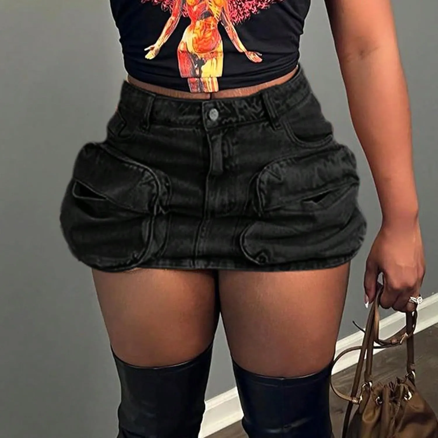 Cargo Skirts for Women Denim Casual Cute Y2K Low Waisted Jean Skort Western Vintage Cowgirl Mini Skirts with Pockets