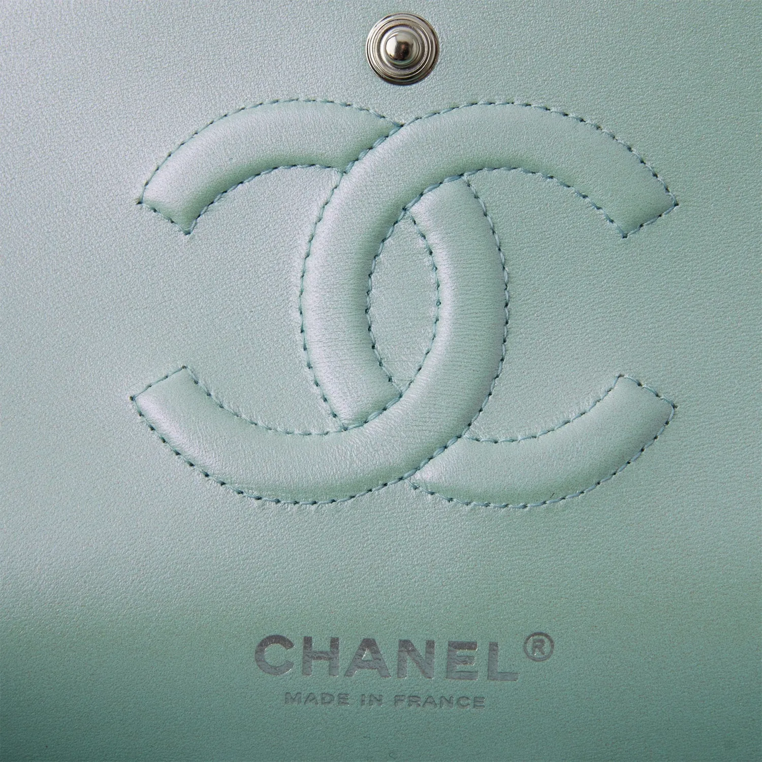 Chanel Medium Classic Double Flap Bag Blue Iridescent Lambskin Silver Hardware