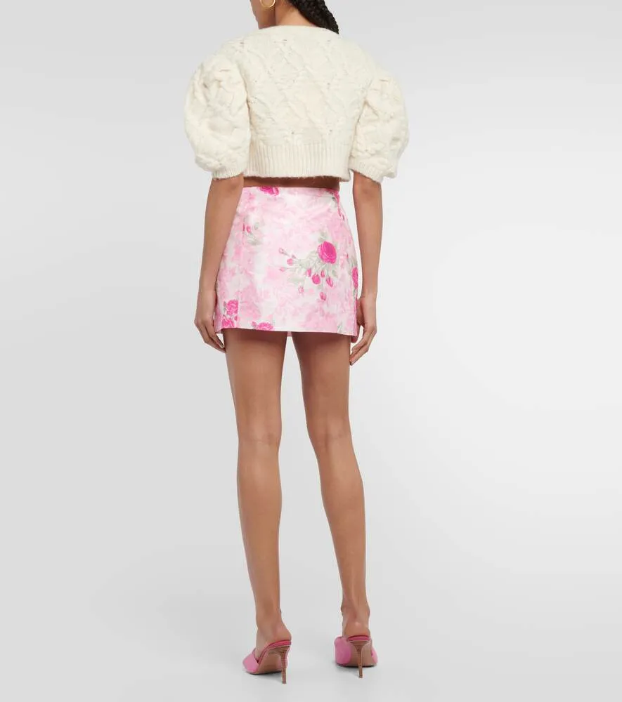 Charma taffeta miniskirt with floral print LOVESHACKFANCY, pink