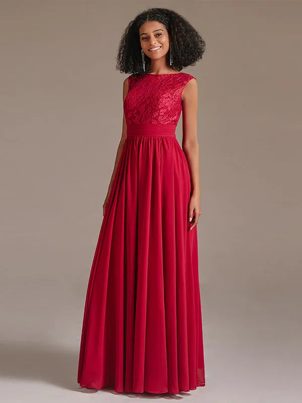 Classic Lace A Line Bridesmaid Maxi Dress