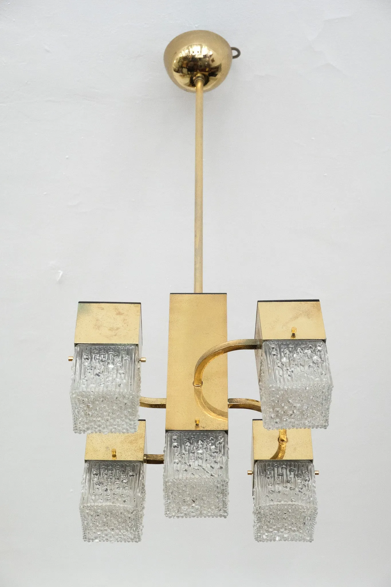 Cubic Chandelier with Murano Glass by Gaetano Sciolari, 1960