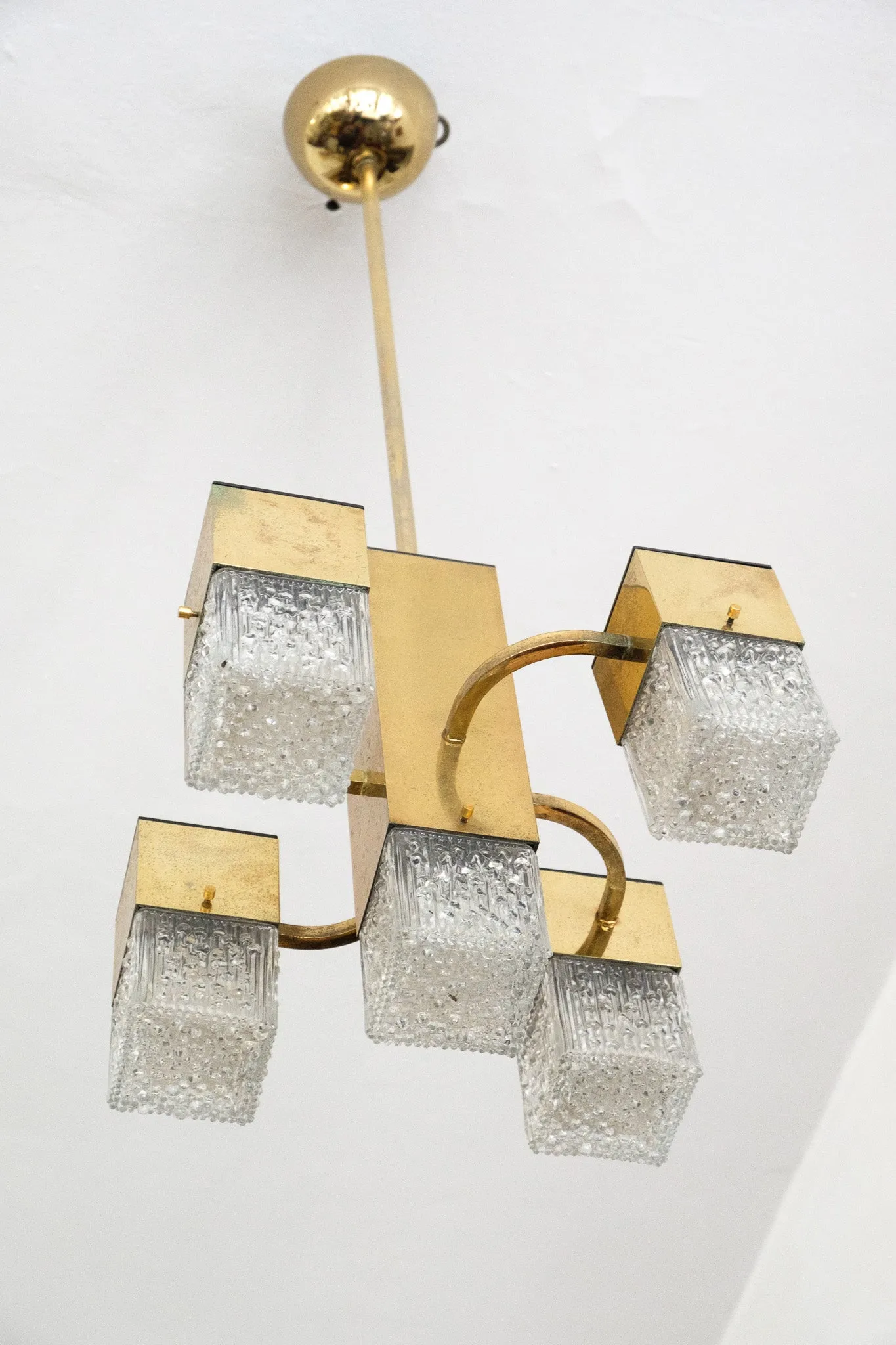 Cubic Chandelier with Murano Glass by Gaetano Sciolari, 1960