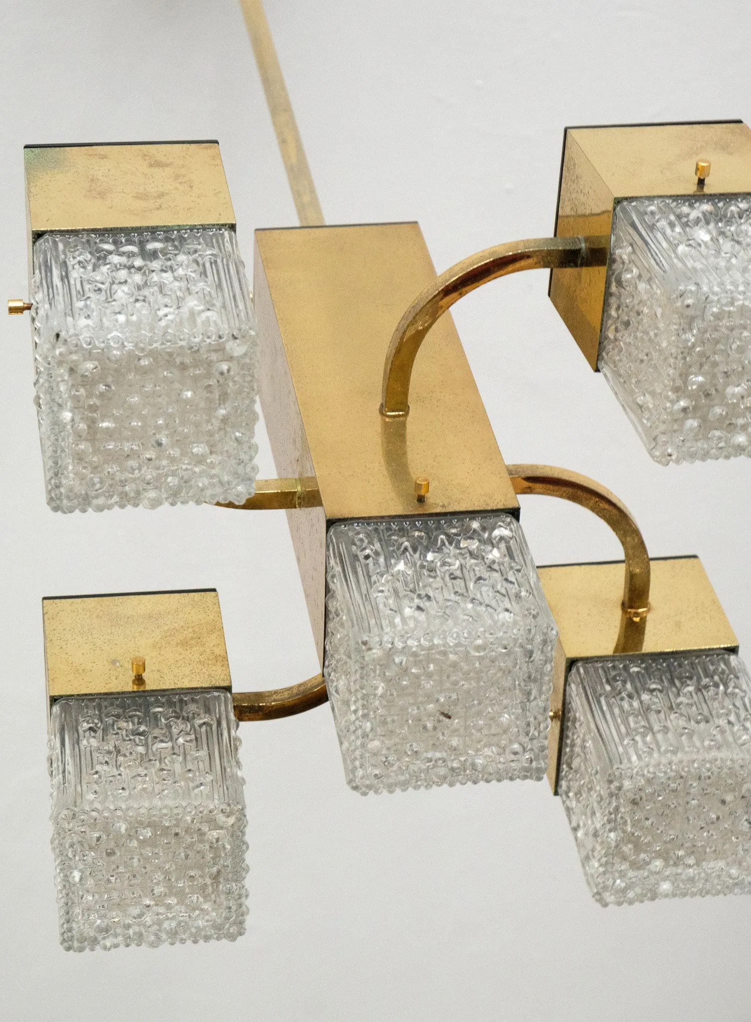 Cubic Chandelier with Murano Glass by Gaetano Sciolari, 1960