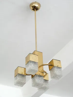 Cubic Chandelier with Murano Glass by Gaetano Sciolari, 1960