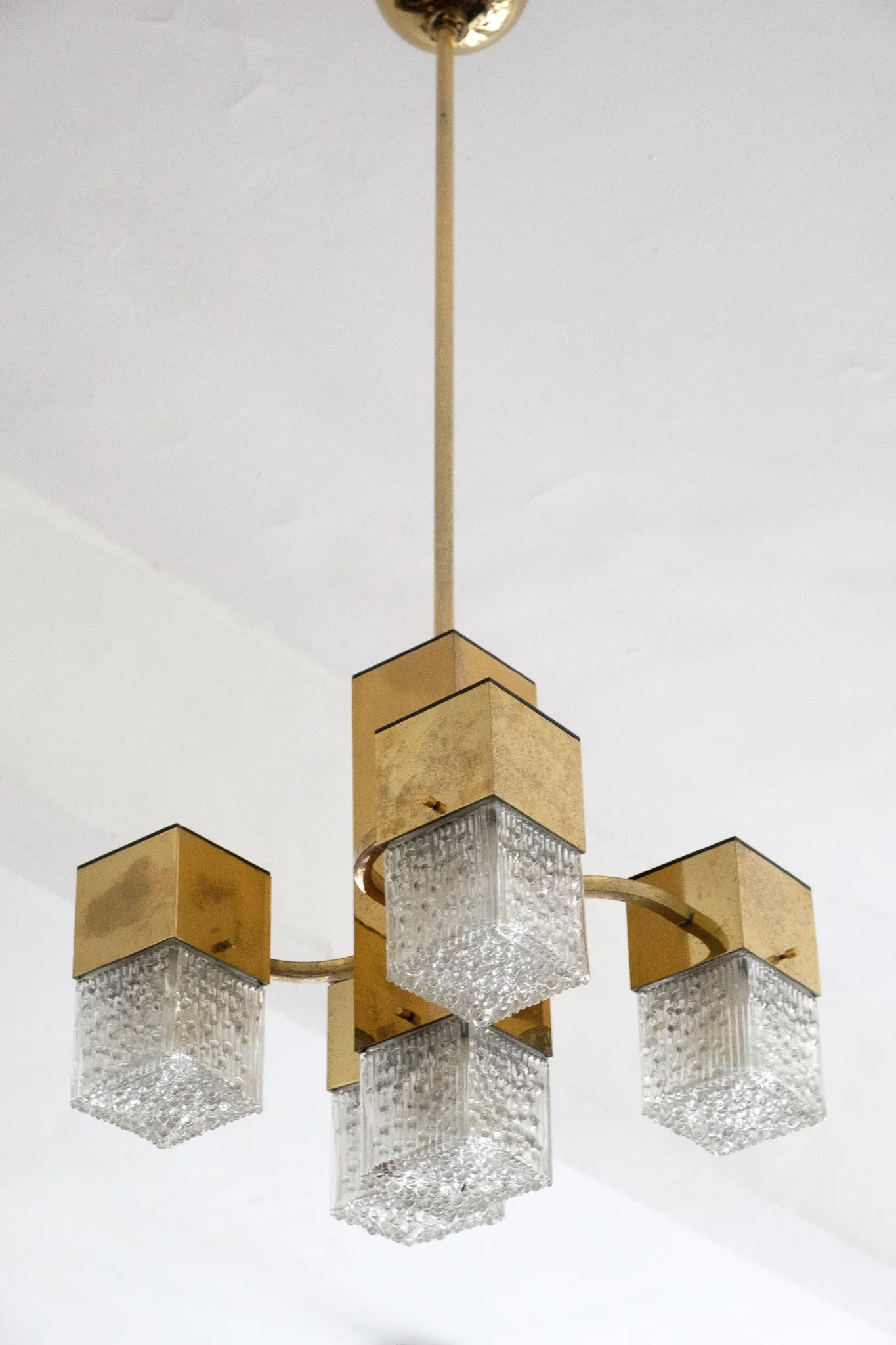 Cubic Chandelier with Murano Glass by Gaetano Sciolari, 1960