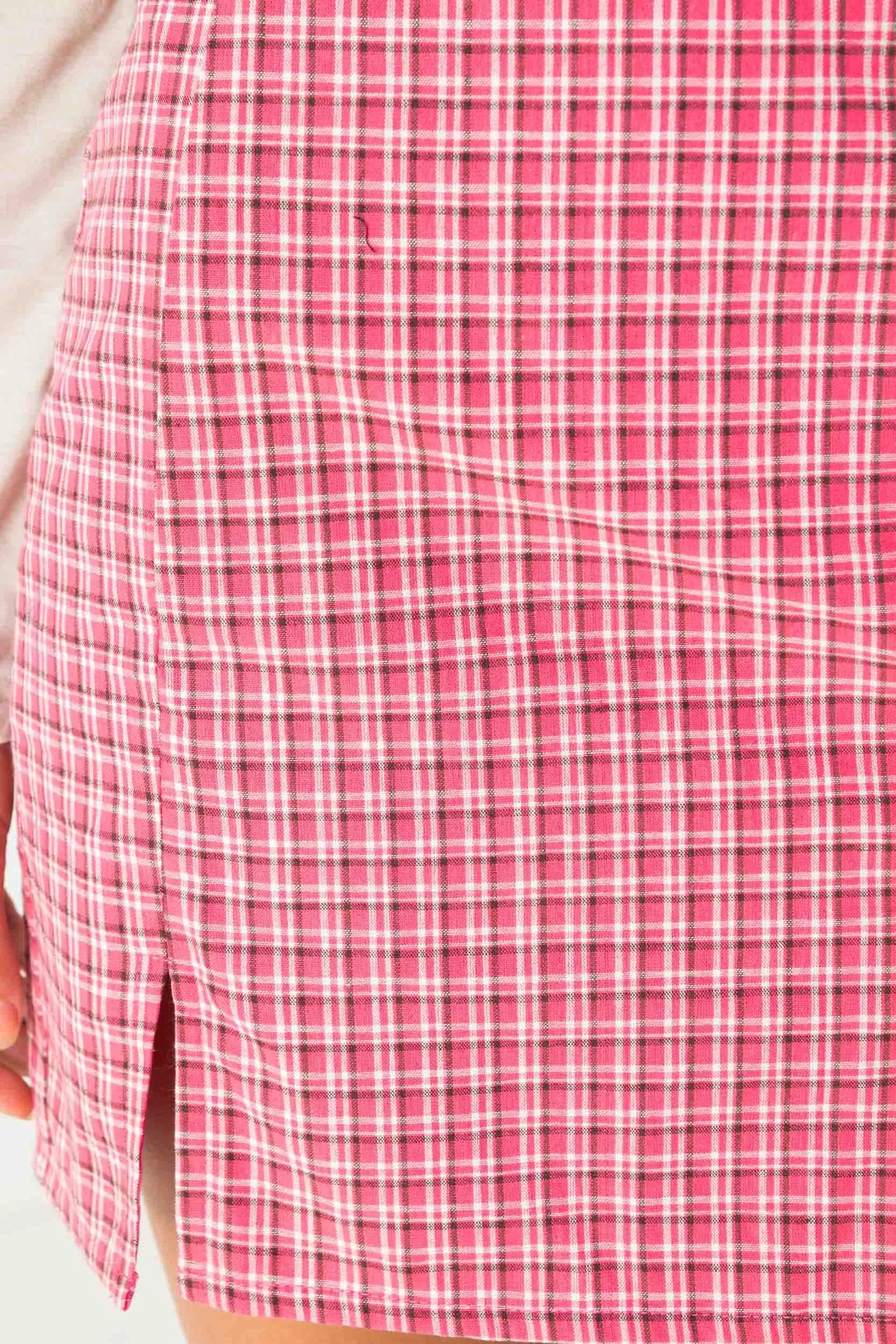 Daisy Street Mini Skirt In Berry In Checked Print