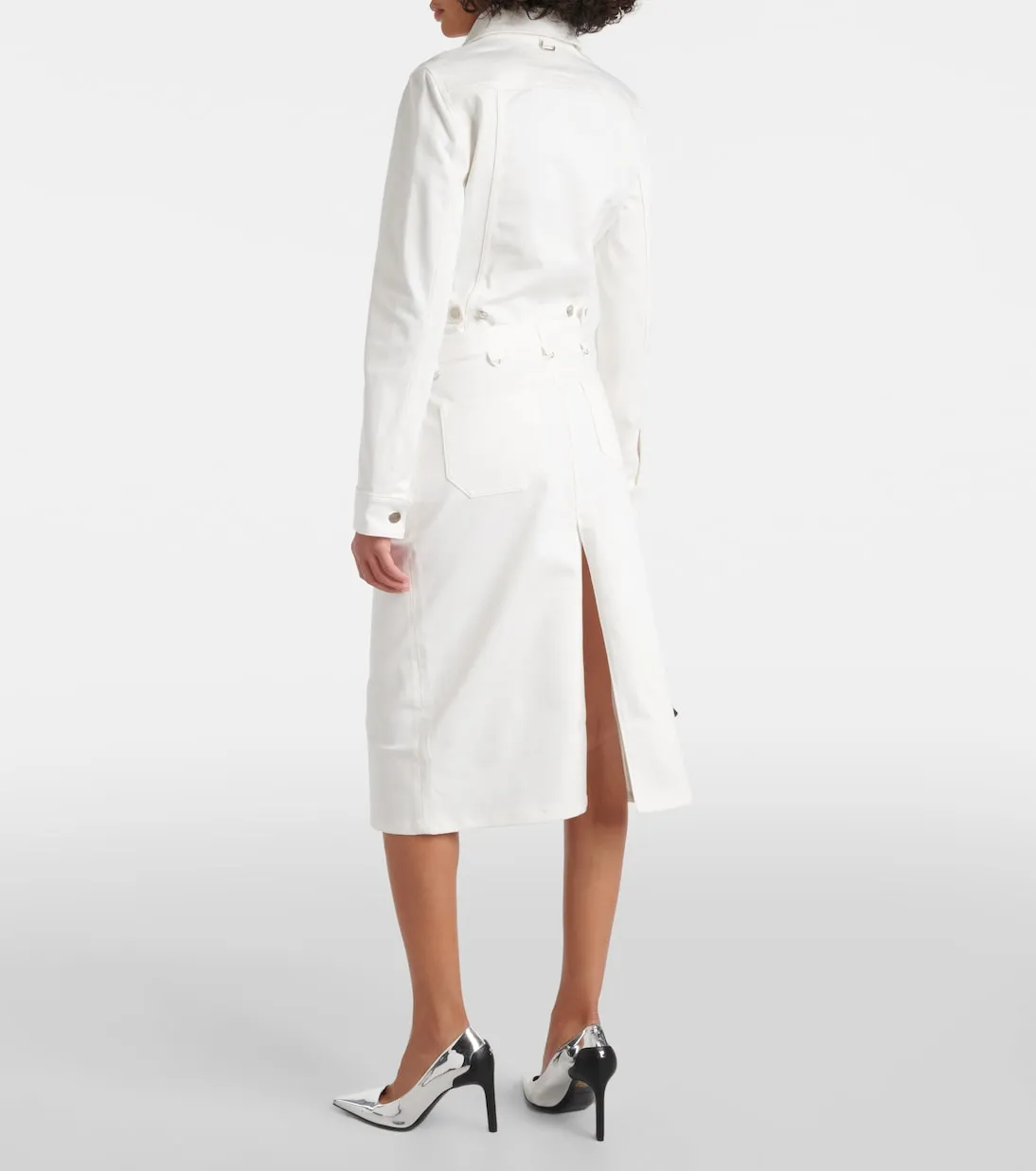 Denim midi skirt multiflex Courrèges, white
