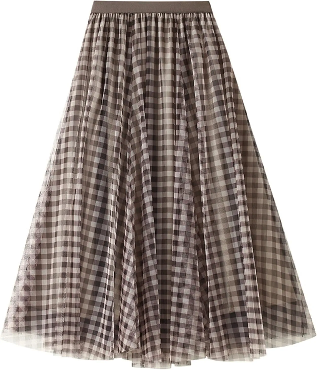 Dirholl Women's A-Line Fairy Elastic Waist Polyester Spandex Midi Skirt