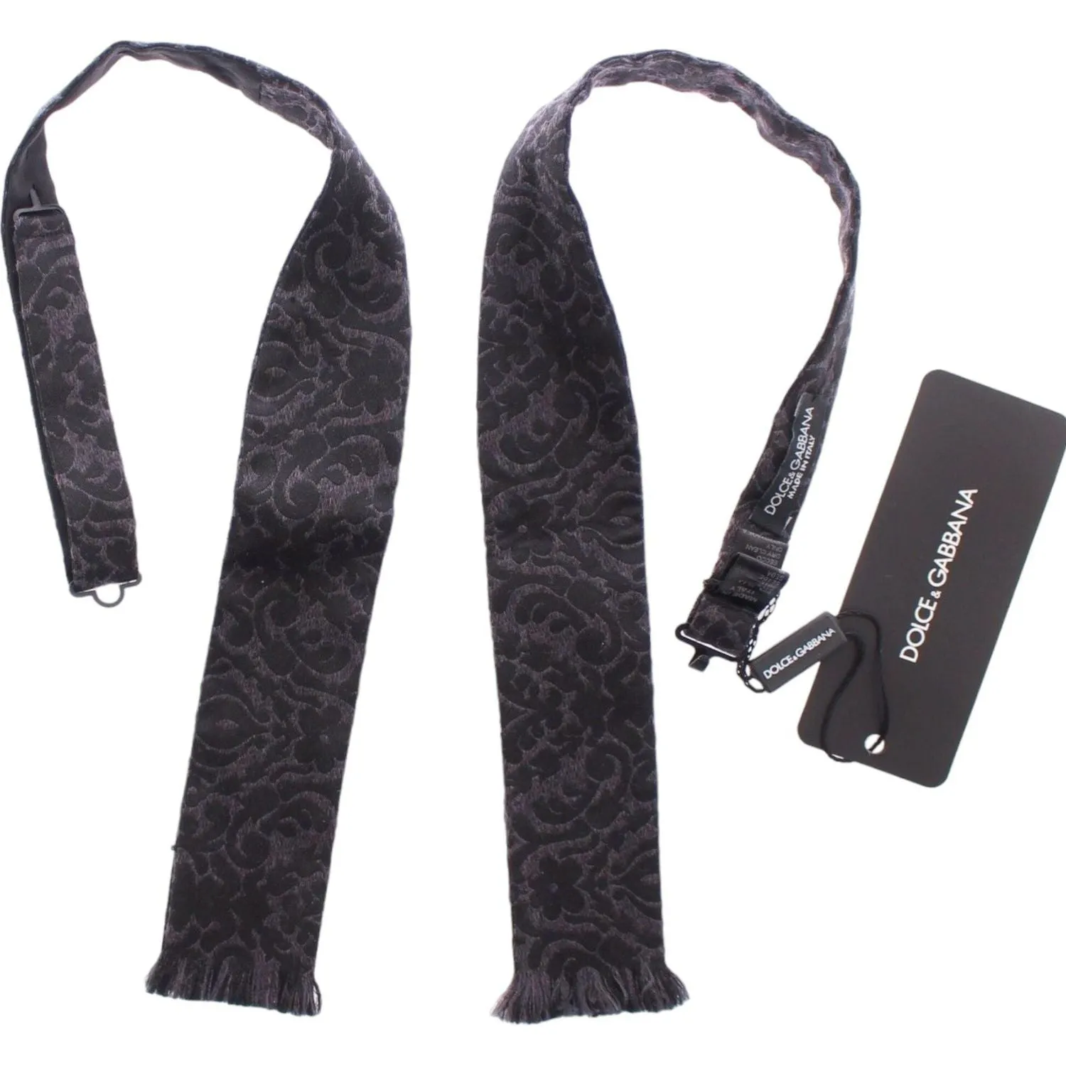 Dolce & Gabbana Elegant Black Paisley Silk-Wool Blend Bow Tie