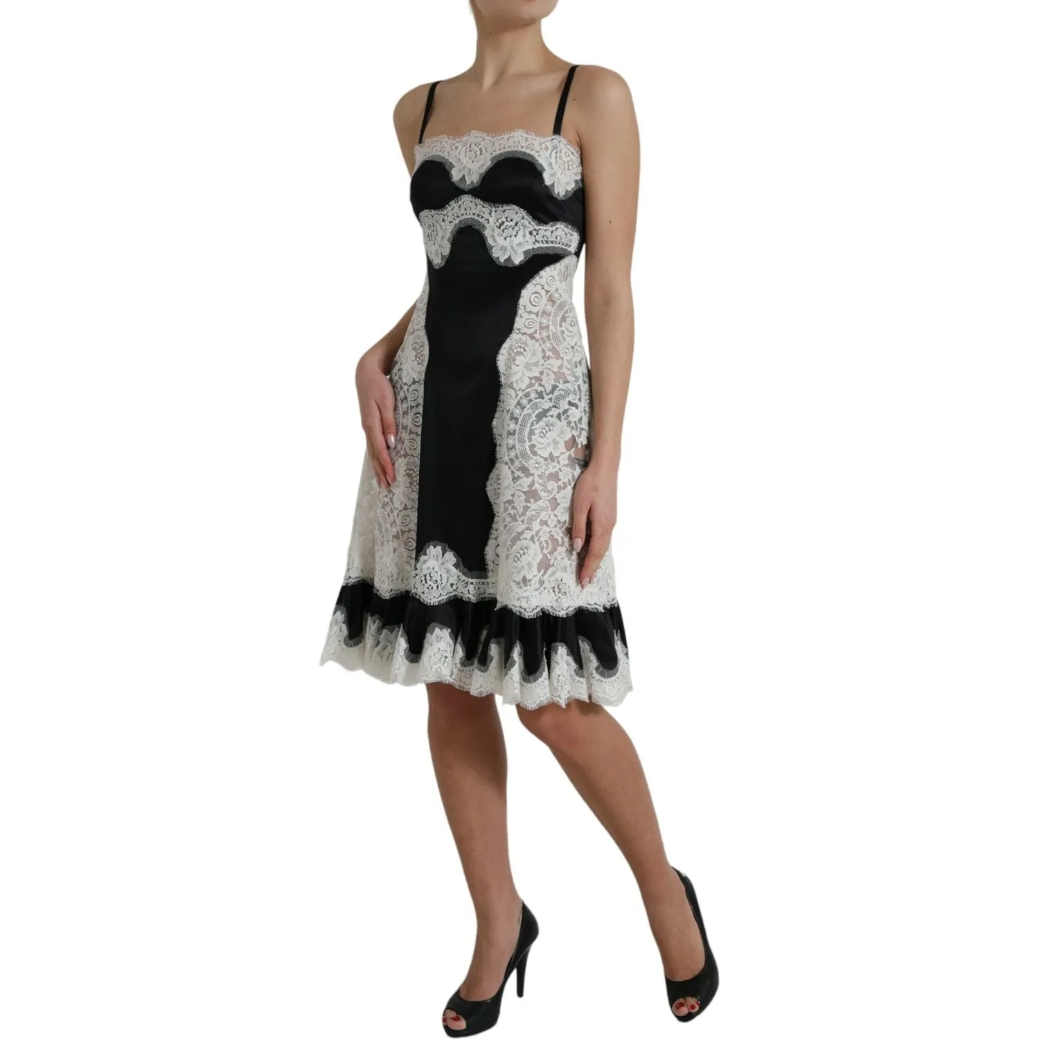 Dolce & Gabbana Elegant Silk Blend A-Line Lace Dress
