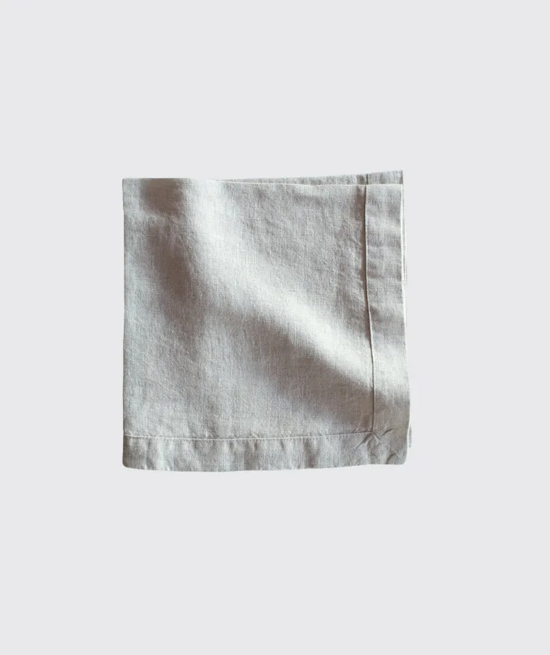 Dove Grey Linen Napkin | mitred hem