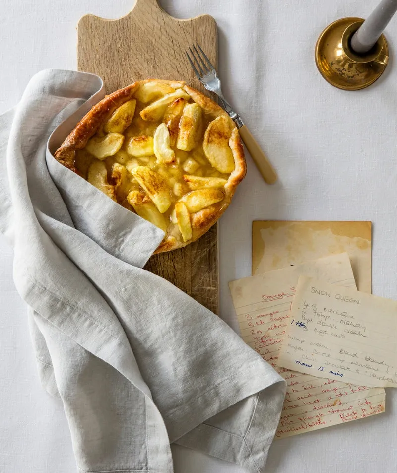Dove Grey Linen Napkin | mitred hem