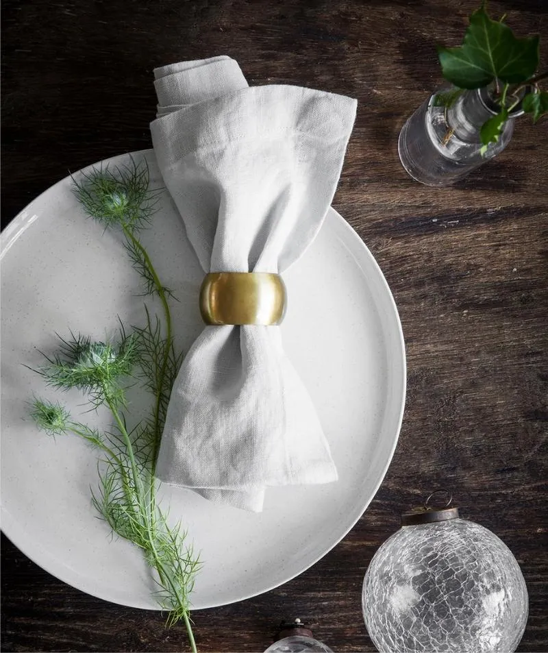 Dove Grey Linen Napkin | mitred hem