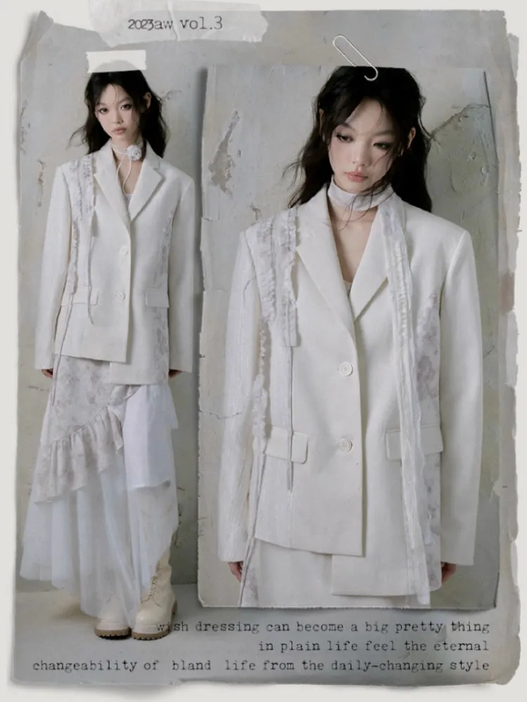 Floral Printed Splicing Irregular Tailored Jacket【s0000004383】