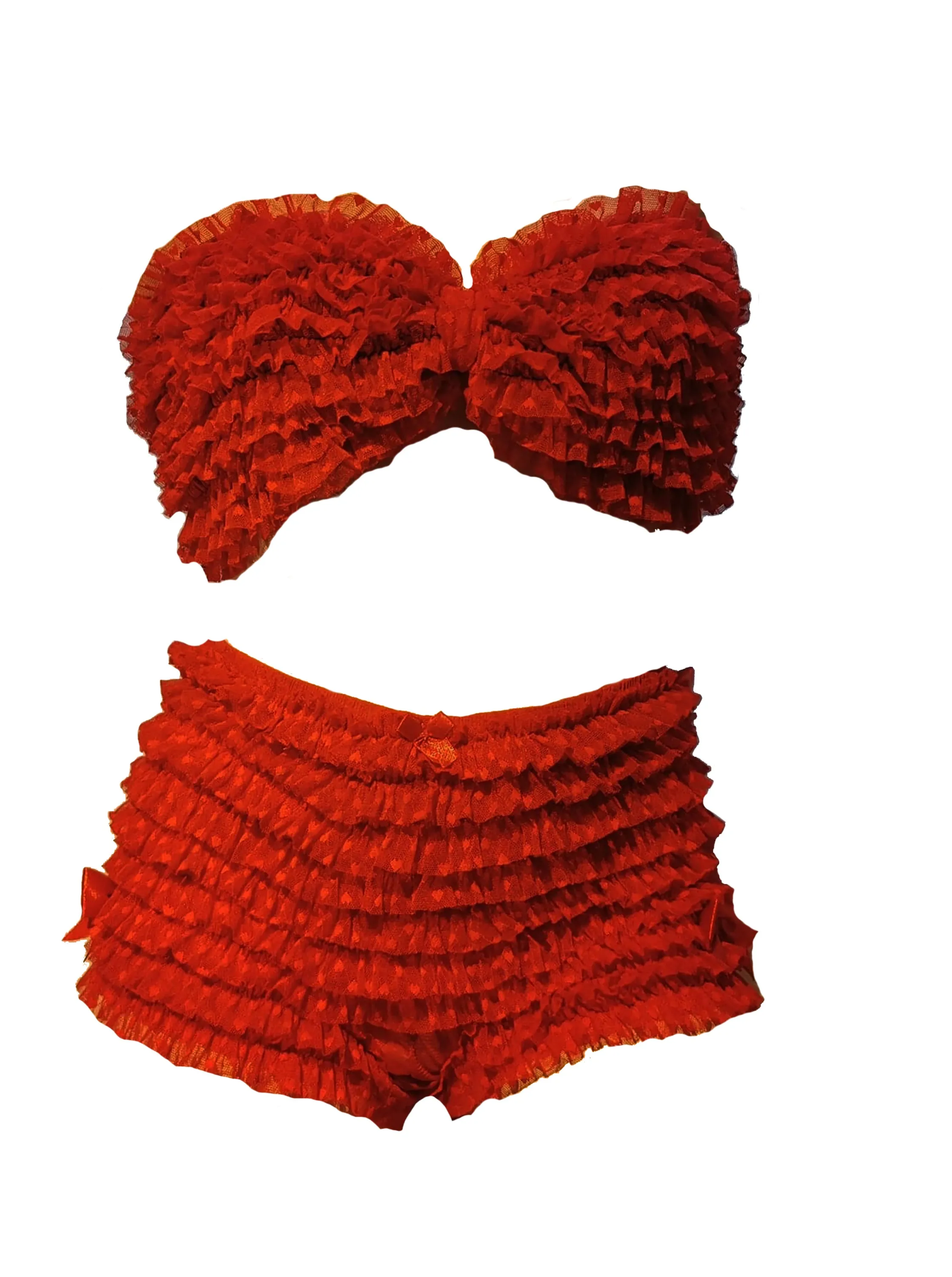 Frilly Heart Bra and Knicker Shorts Set