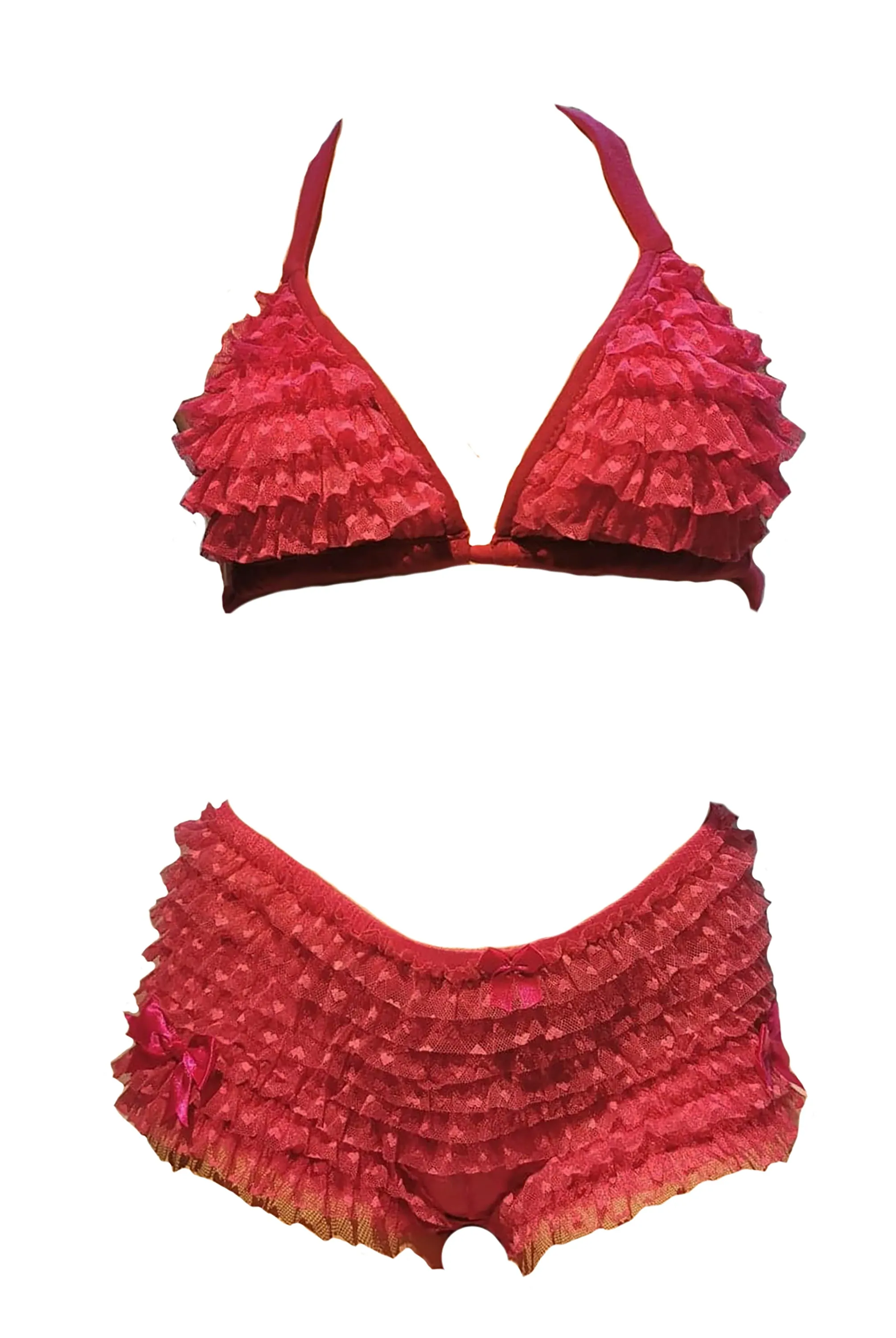 Frilly Heart Bra and Knicker Shorts Set