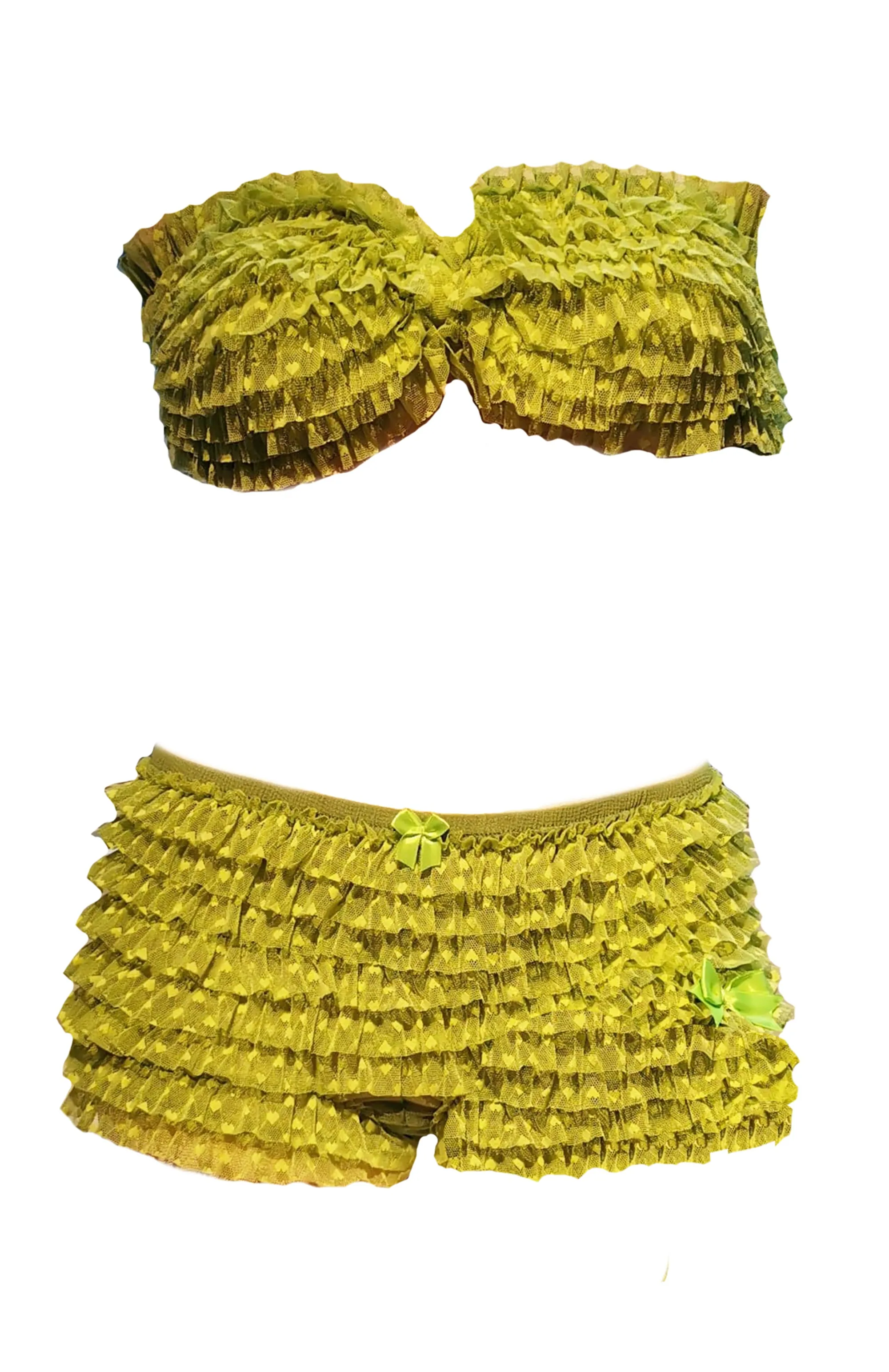Frilly Heart Bra and Knicker Shorts Set