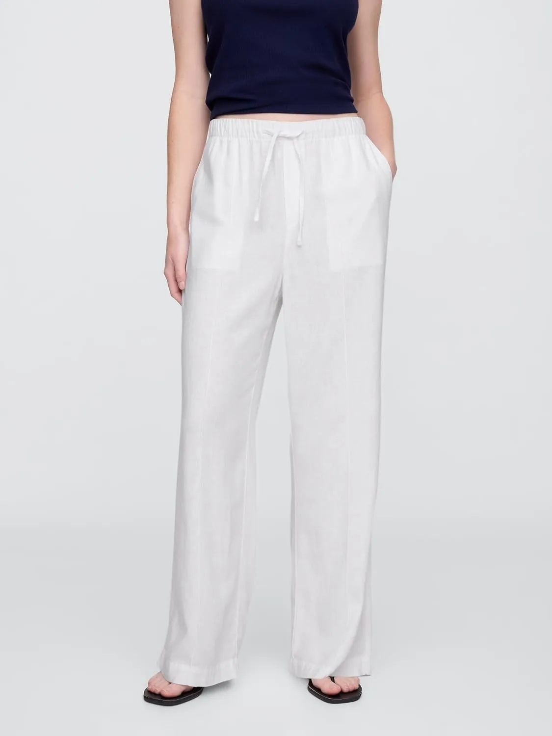 GAP Women's Wide Leg Linen Pull on Pant