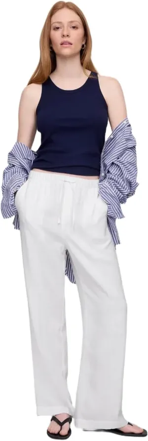 GAP Women's Wide Leg Linen Pull on Pant