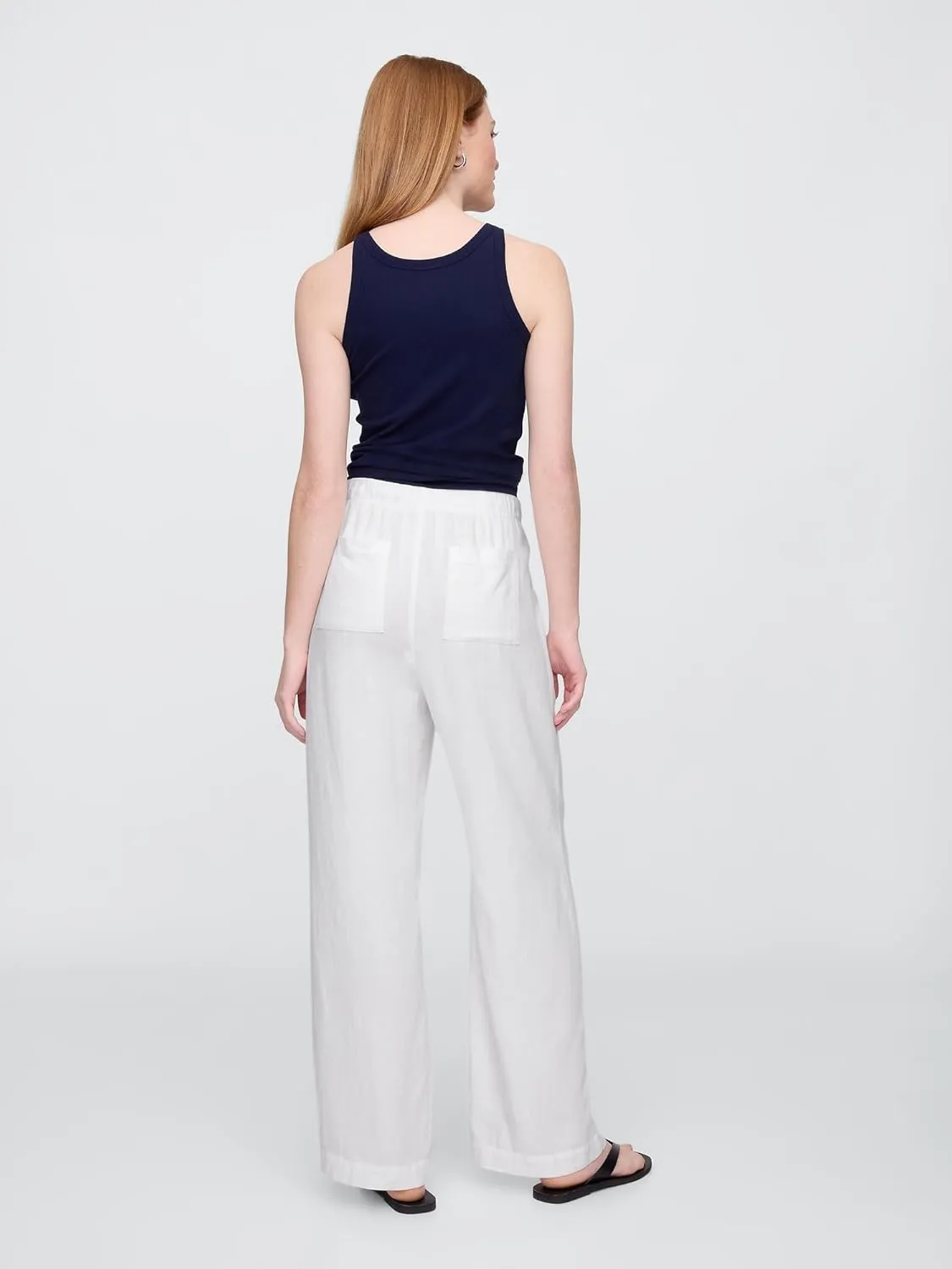 GAP Women's Wide Leg Linen Pull on Pant