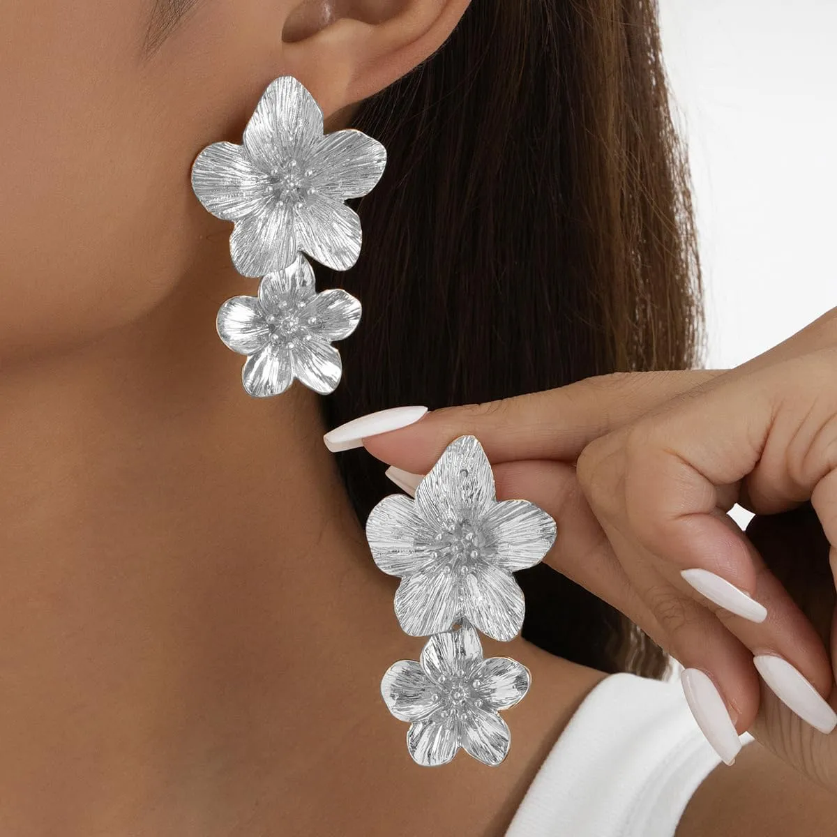 Gold Flower Earrings for Women Silver Large Big Gold Statement Earrings Chunky Daisy Floral Summer Fashion Trendy Jewelry