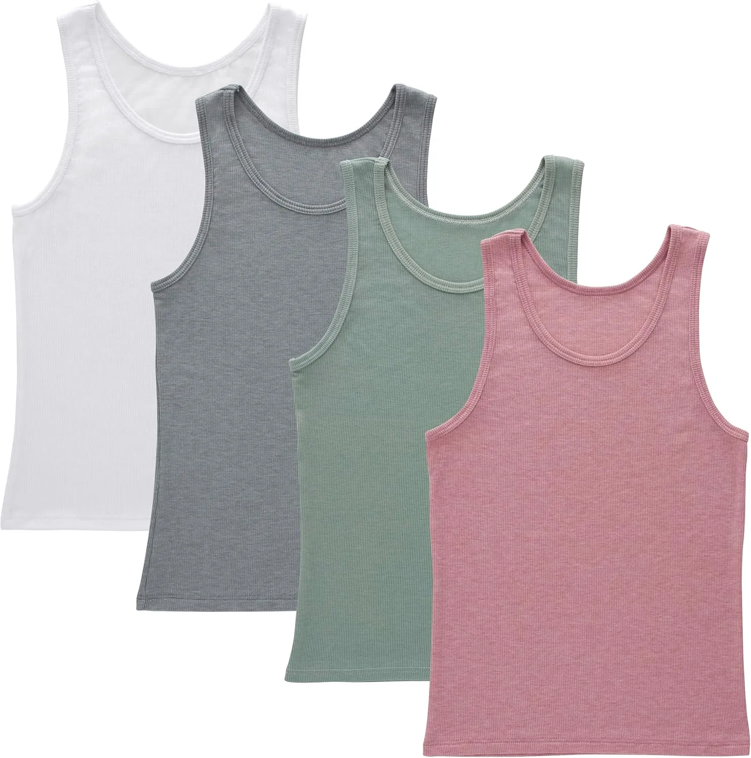 Hanes Girls' Originals Tank Pack, Supersoft Tank Top For Girls', Modal Stretch Rib Tanks, 4-Pack