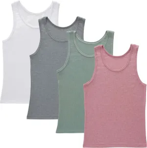 Hanes Girls' Originals Tank Pack, Supersoft Tank Top For Girls', Modal Stretch Rib Tanks, 4-Pack