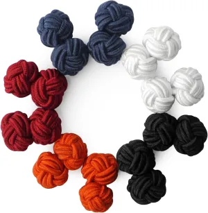 HONEY BEAR Silk Knot Cufflinks Elastic Fabric 5 Pairs Set for Mens/Womens Shirt Accessories with Box